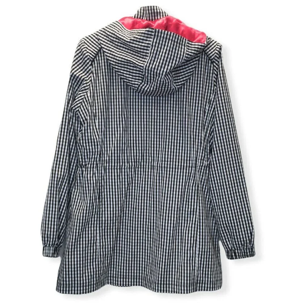 Dennis Basso Water Resistant Gingham Anorak Jacket Embellished Black White - Picture 3 of 11